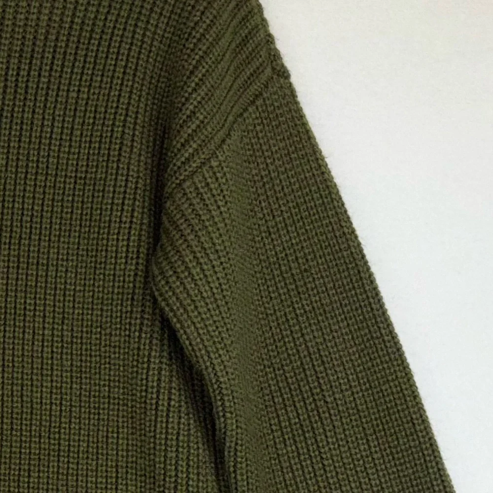 JODIFL Y2K Women Green Knit Sweater Top‎ Long Sleeve Cutout V Oversized Medium
